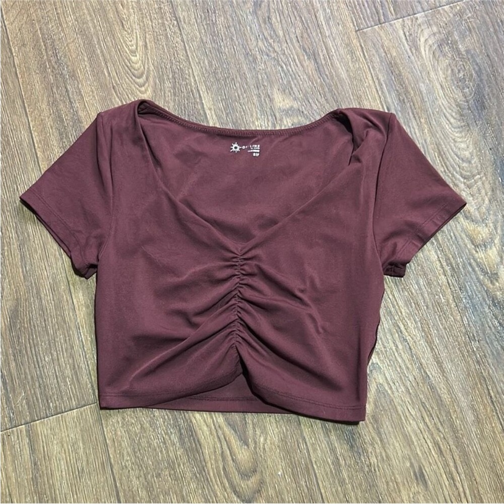 Ruched Burgundy Crop Top